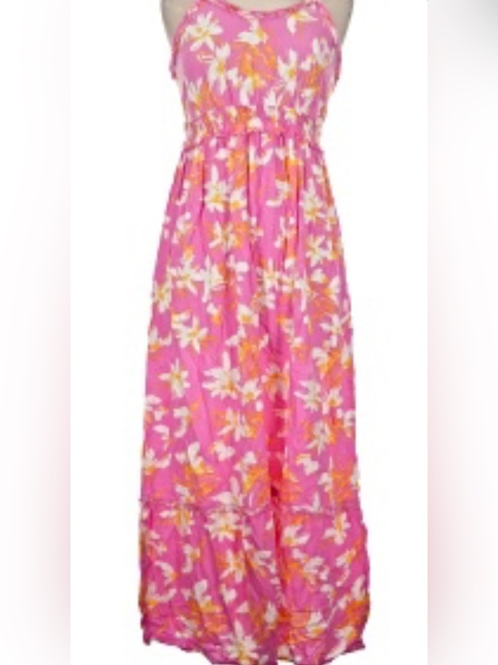 Jessica Simpson Pink Floral Rayon dress with Yellow Accents